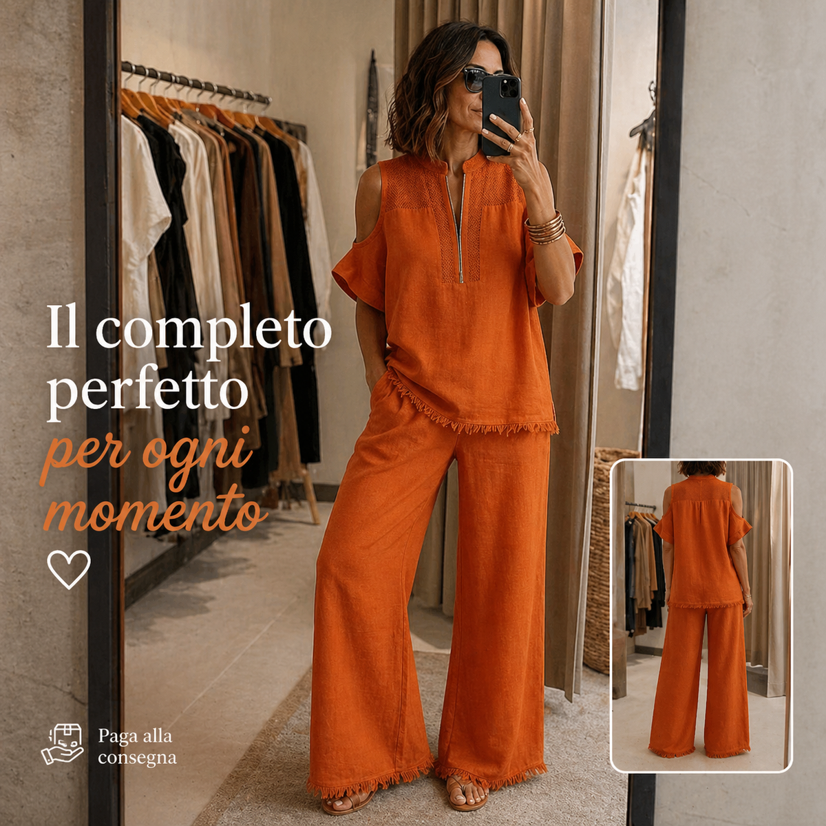Completo in Lino con Zip - Due pezzi - Trend di maggio