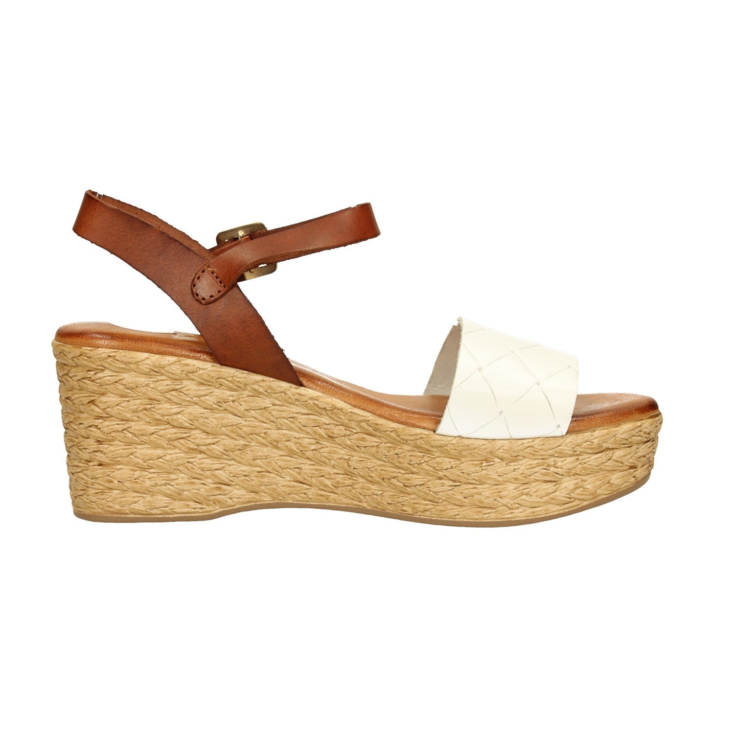 Sandali in vera pelle con zeppa alta 7cm