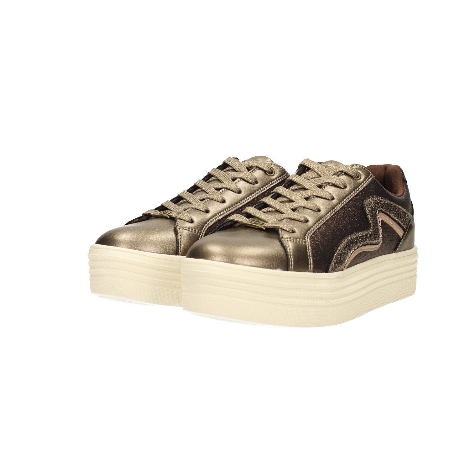 Sneakers con glitter e zeppa alta 4cm
