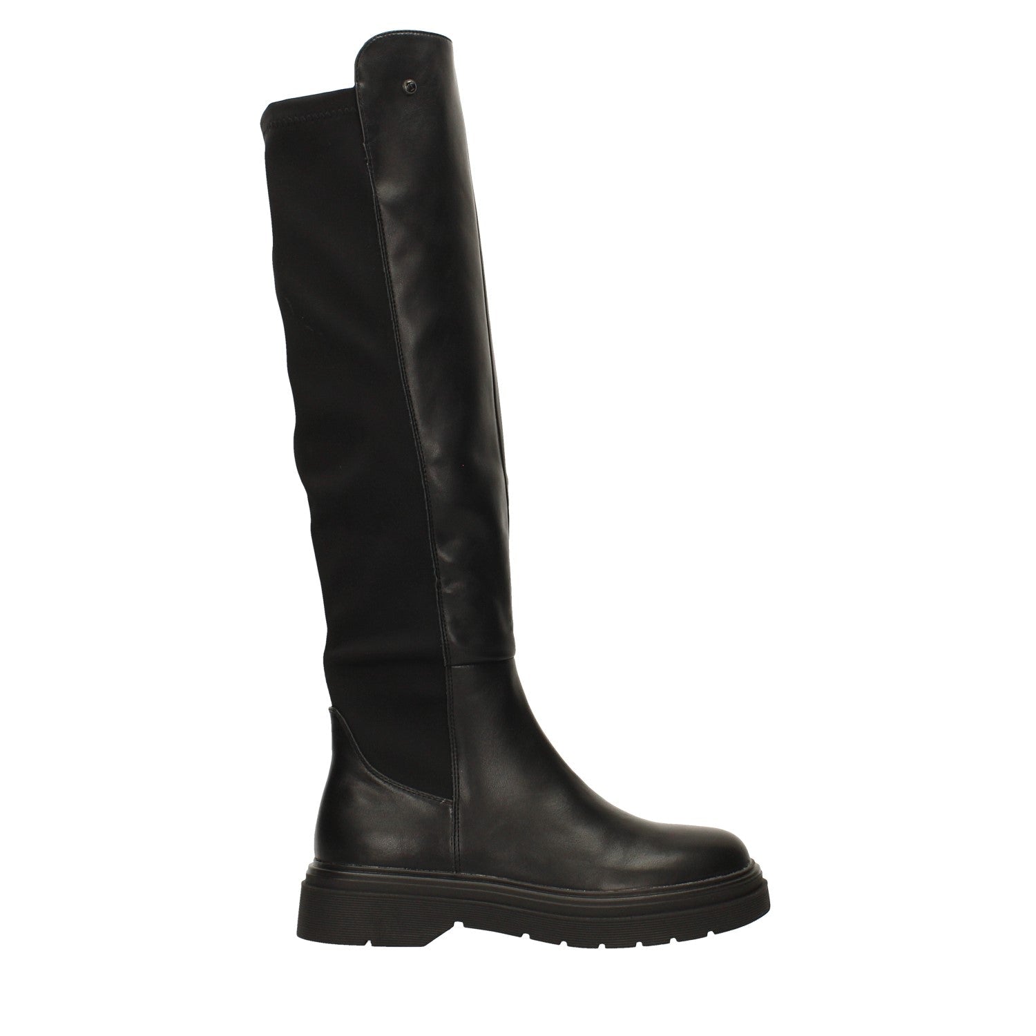 Stivaletti con inserto in tessuto. Tacco alto 4cm