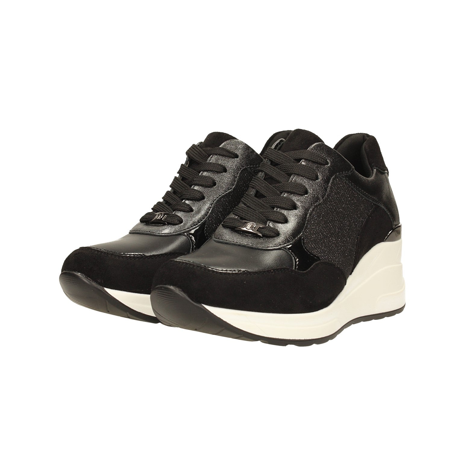 Sneakers in microfibra con tacco alto 6cm