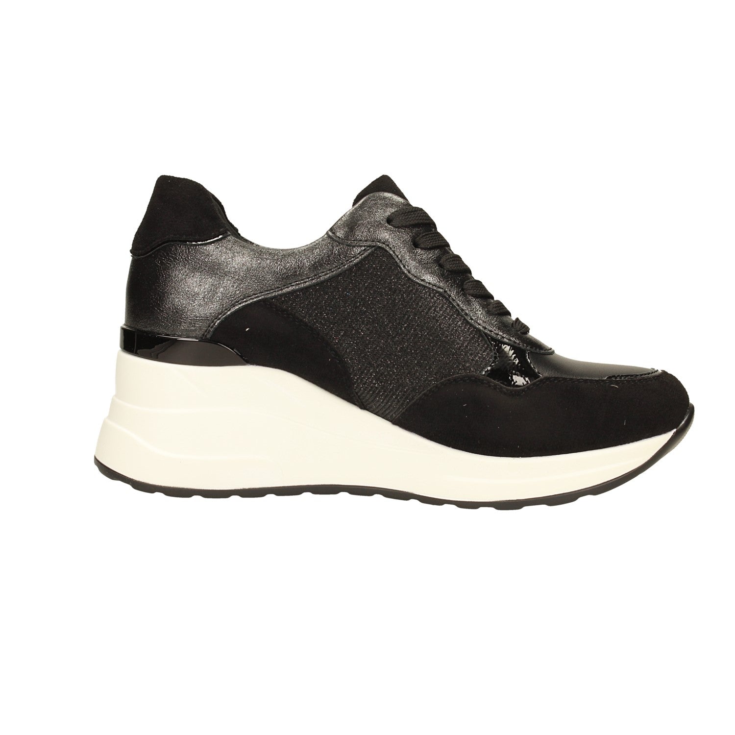 Sneakers in microfibra con tacco alto 6cm