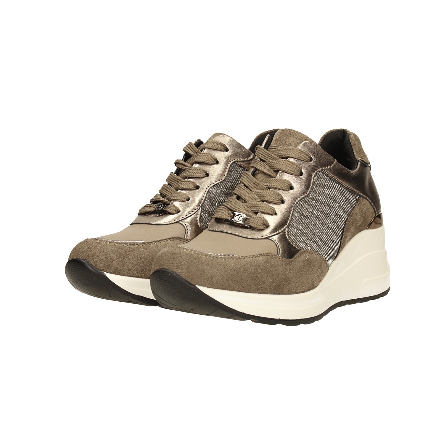 Sneakers in microfibra con tacco alto 6cm