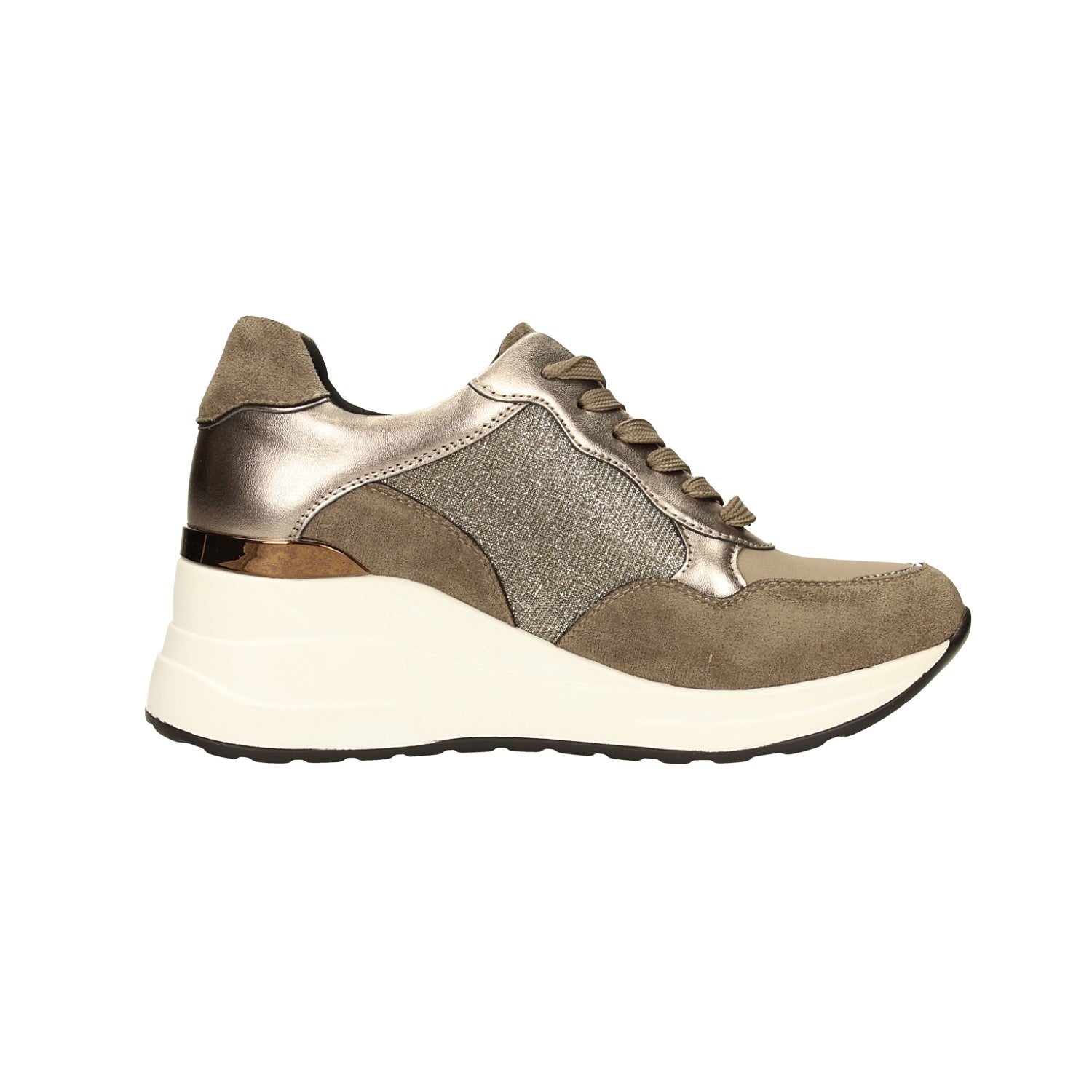 Sneakers in microfibra con tacco alto 6cm