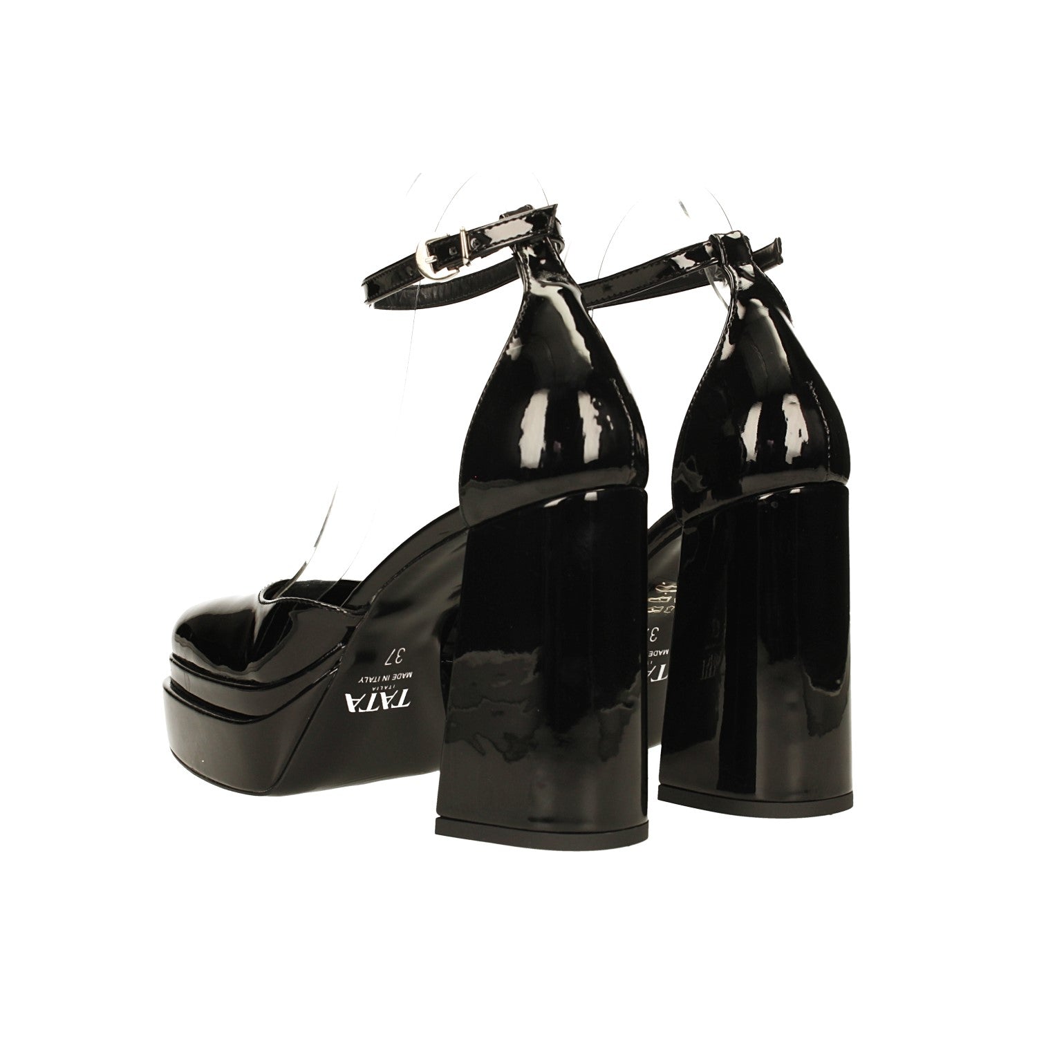 Décolleté in vernice con doppio plateau. Made in Italy. Tacco alto 11cm