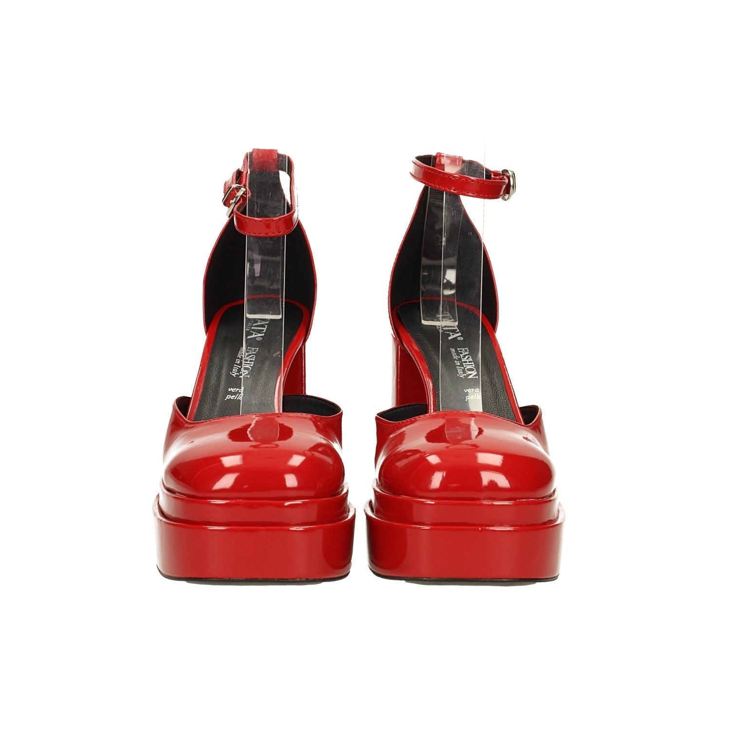 Décolleté in vernice con doppio plateau. Made in Italy. Tacco alto 11cm