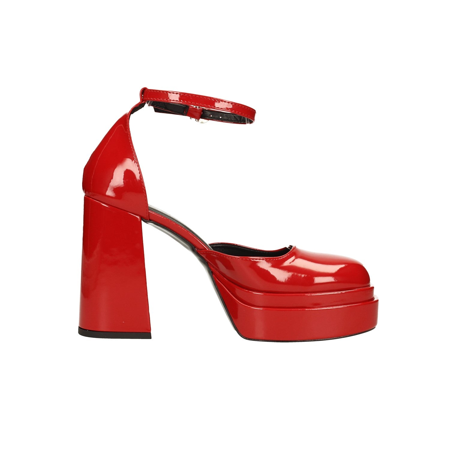 Décolleté in vernice con doppio plateau. Made in Italy. Tacco alto 11cm