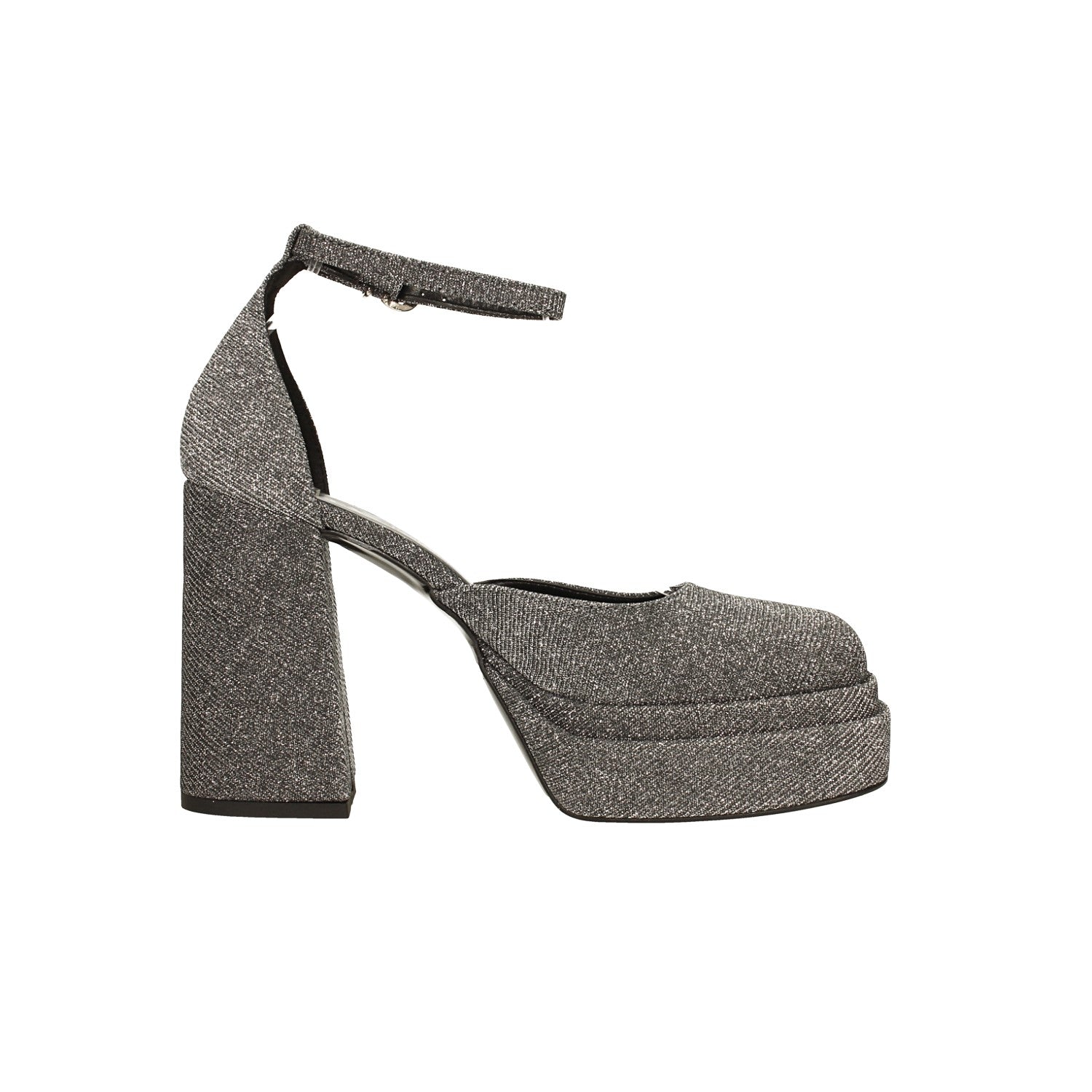 Décolleté glitterate con doppio plateau. Made in Italy. Tacco alto 11cm