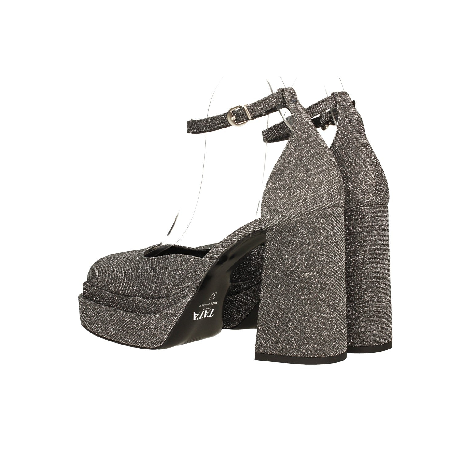 Décolleté glitterate con doppio plateau. Made in Italy. Tacco alto 11cm