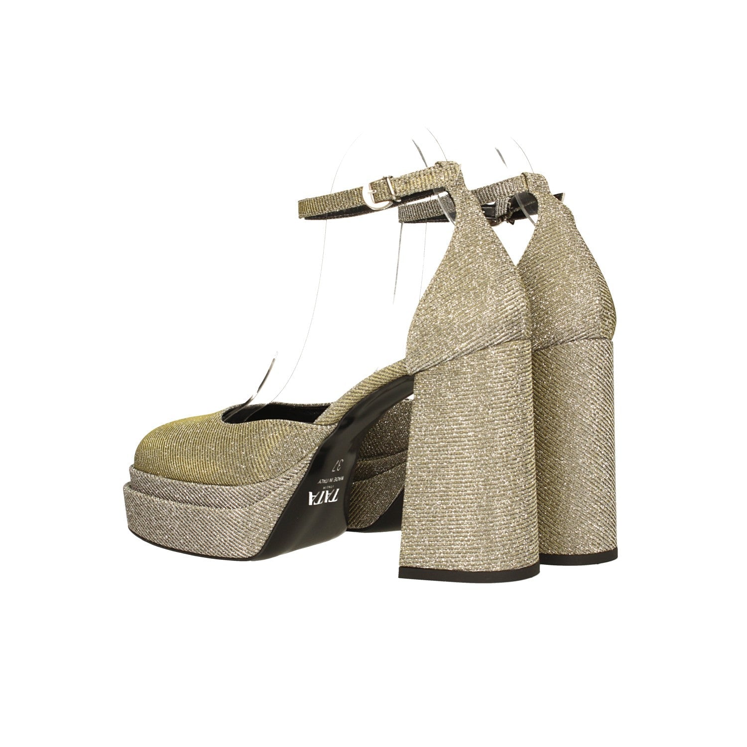 Décolleté glitterate con doppio plateau. Made in Italy. Tacco alto 11cm