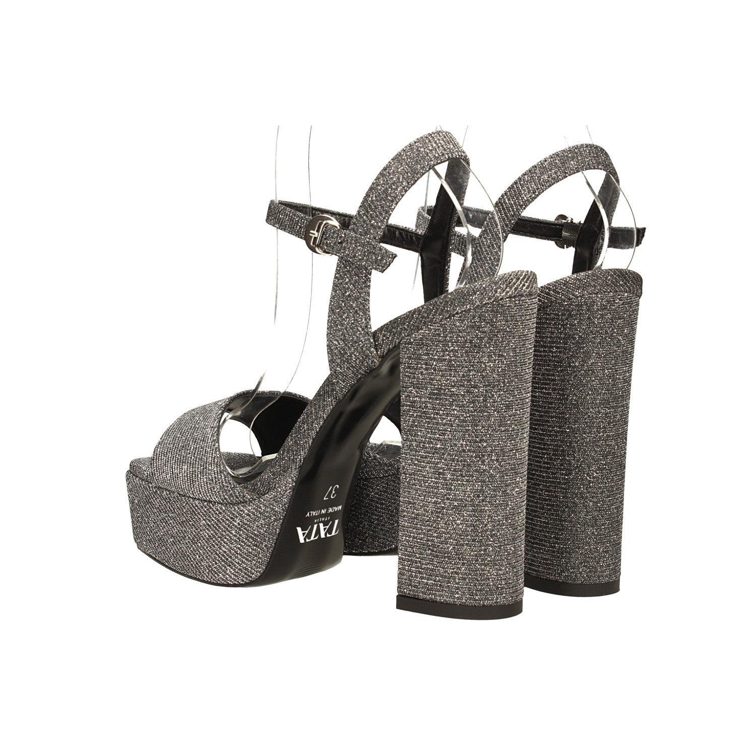 Sandali con plateau glitterati. Made in Italy. Tacco alto 13cm
