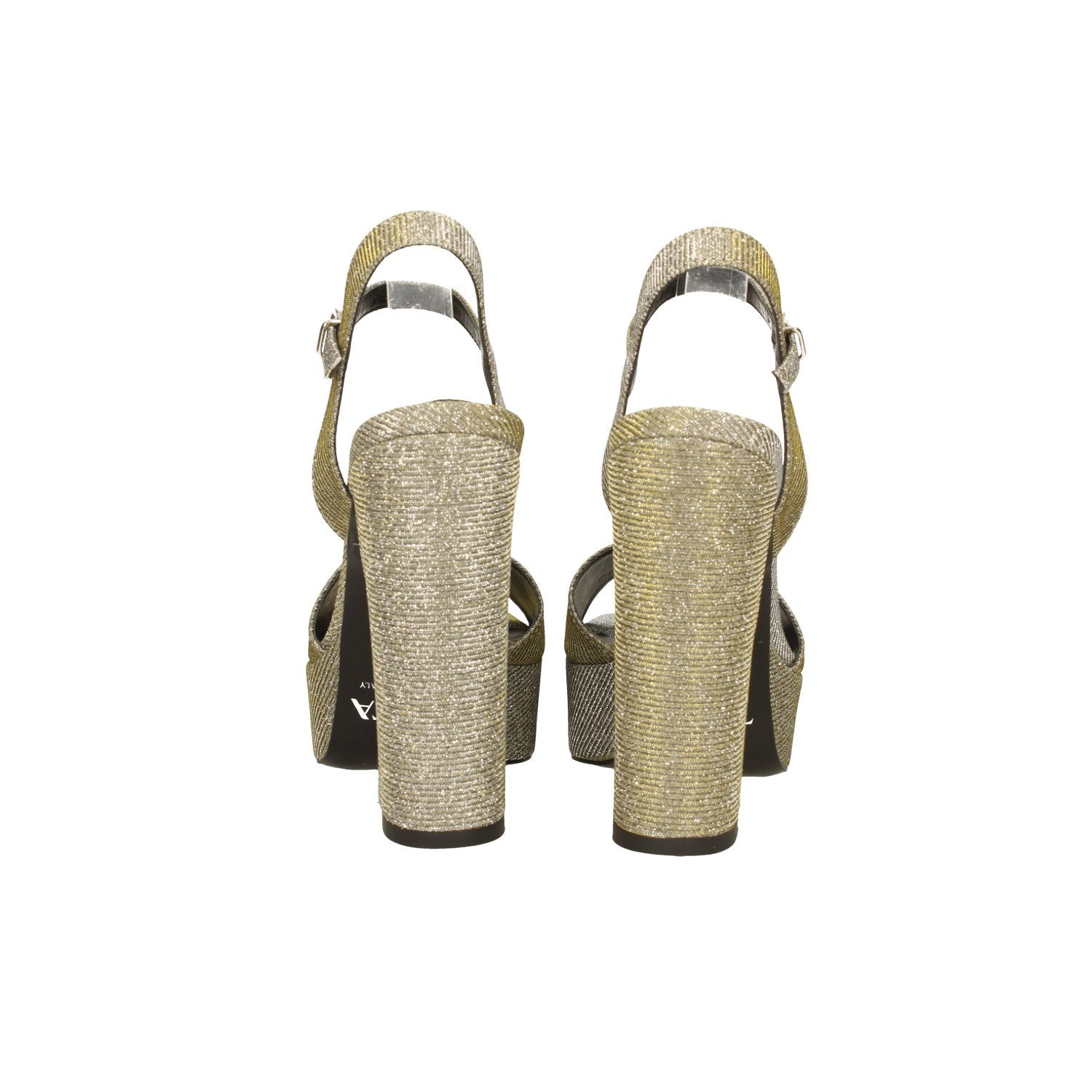 Sandali con plateau glitterati. Made in Italy. Tacco alto 13cm