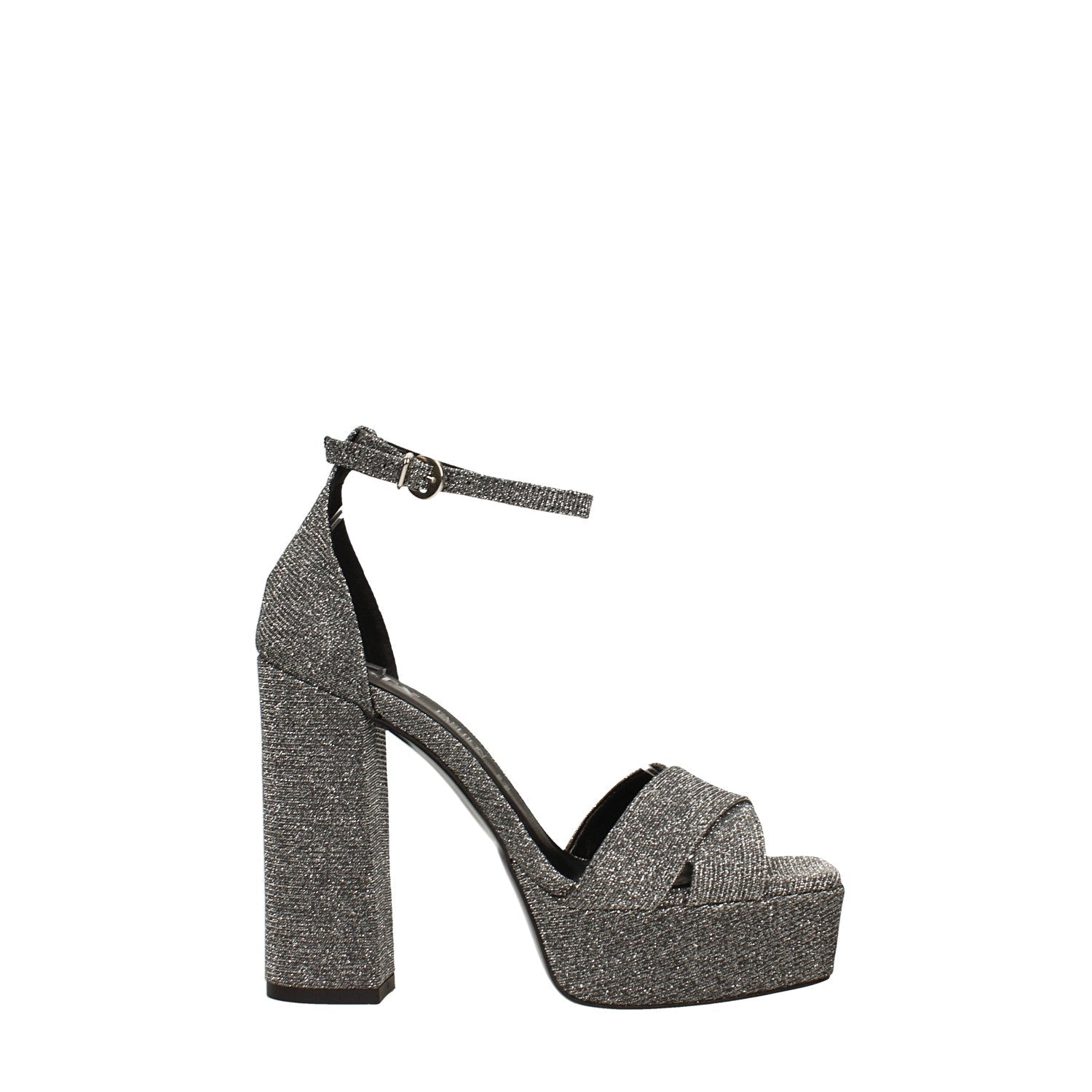 Sandali glitterati con plateau. Made in Italy. Tacco alto 12cm