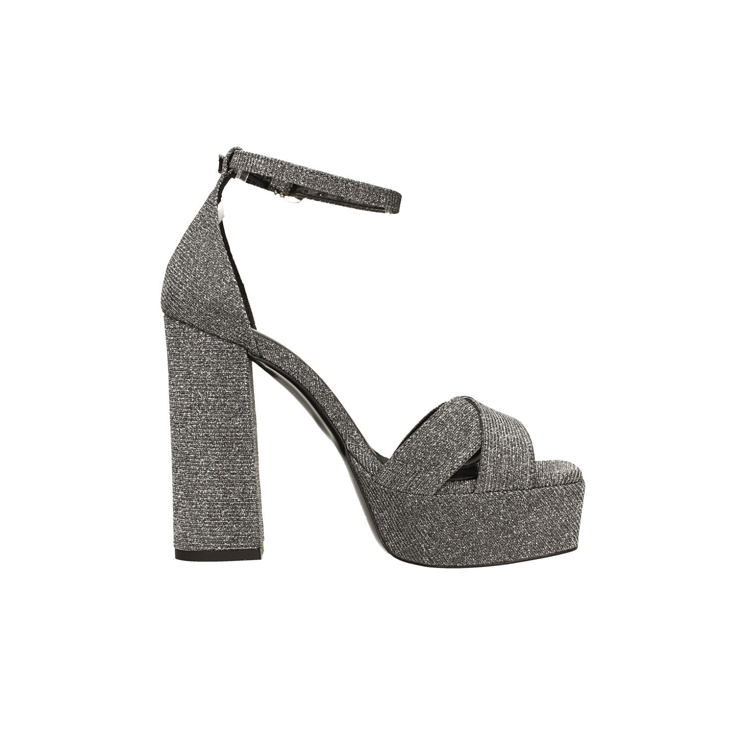 Sandali glitterati con plateau. Made in Italy. Tacco alto 12cm