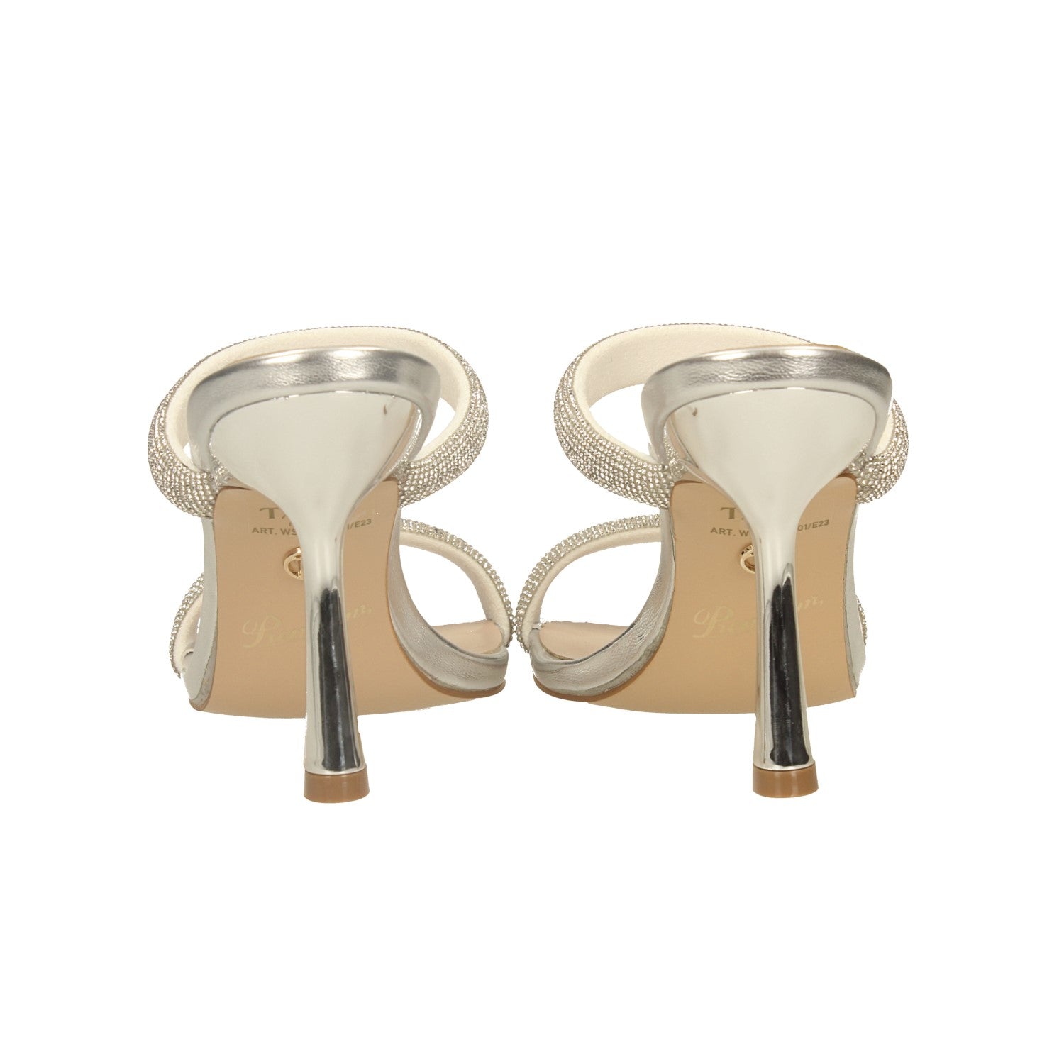 Mules con fasce tempestate di strass. Tacco alto 9cm