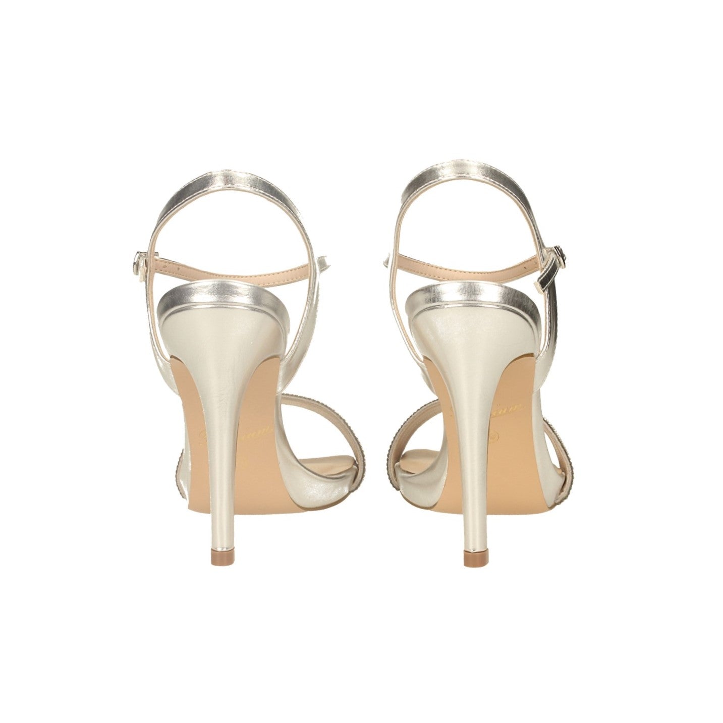 Sandali con fascia ricoperta di strass. Tacco alto 11cm