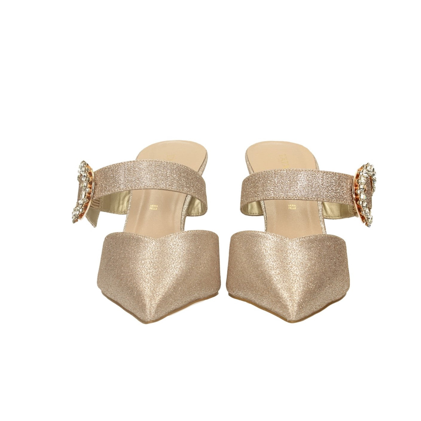 Décolleté con strass. Tacco alto 6 cm
