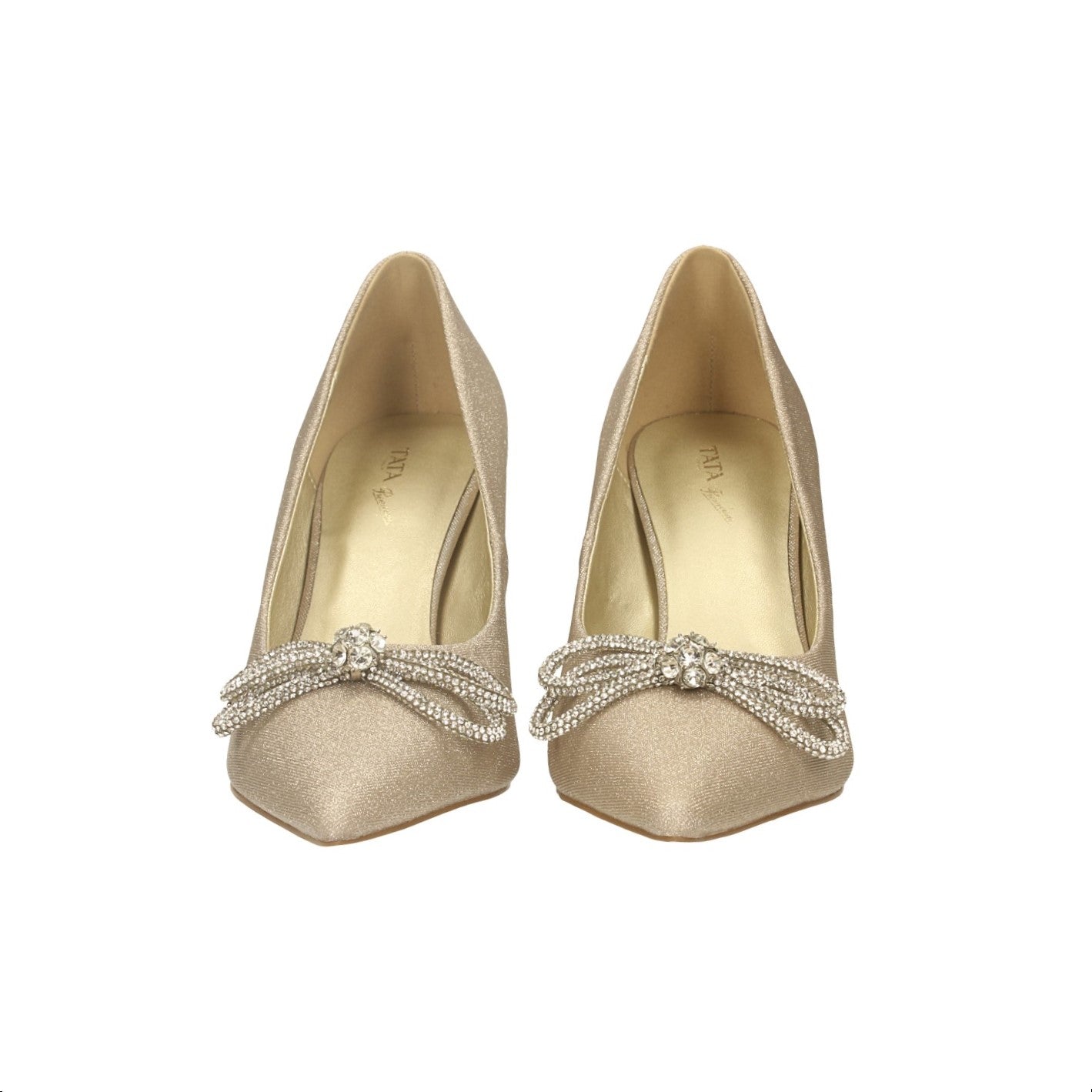 Décolleté satin con strass. Tacco alto 9cm