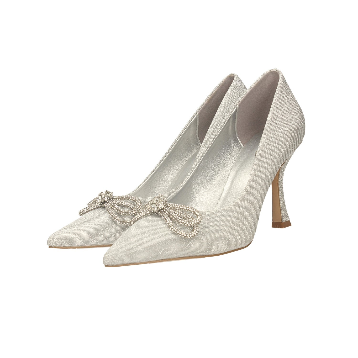 Décolleté satin con strass. Tacco alto 9cm