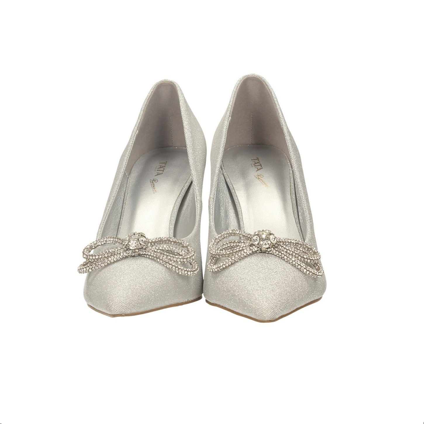Décolleté satin con strass. Tacco alto 9cm
