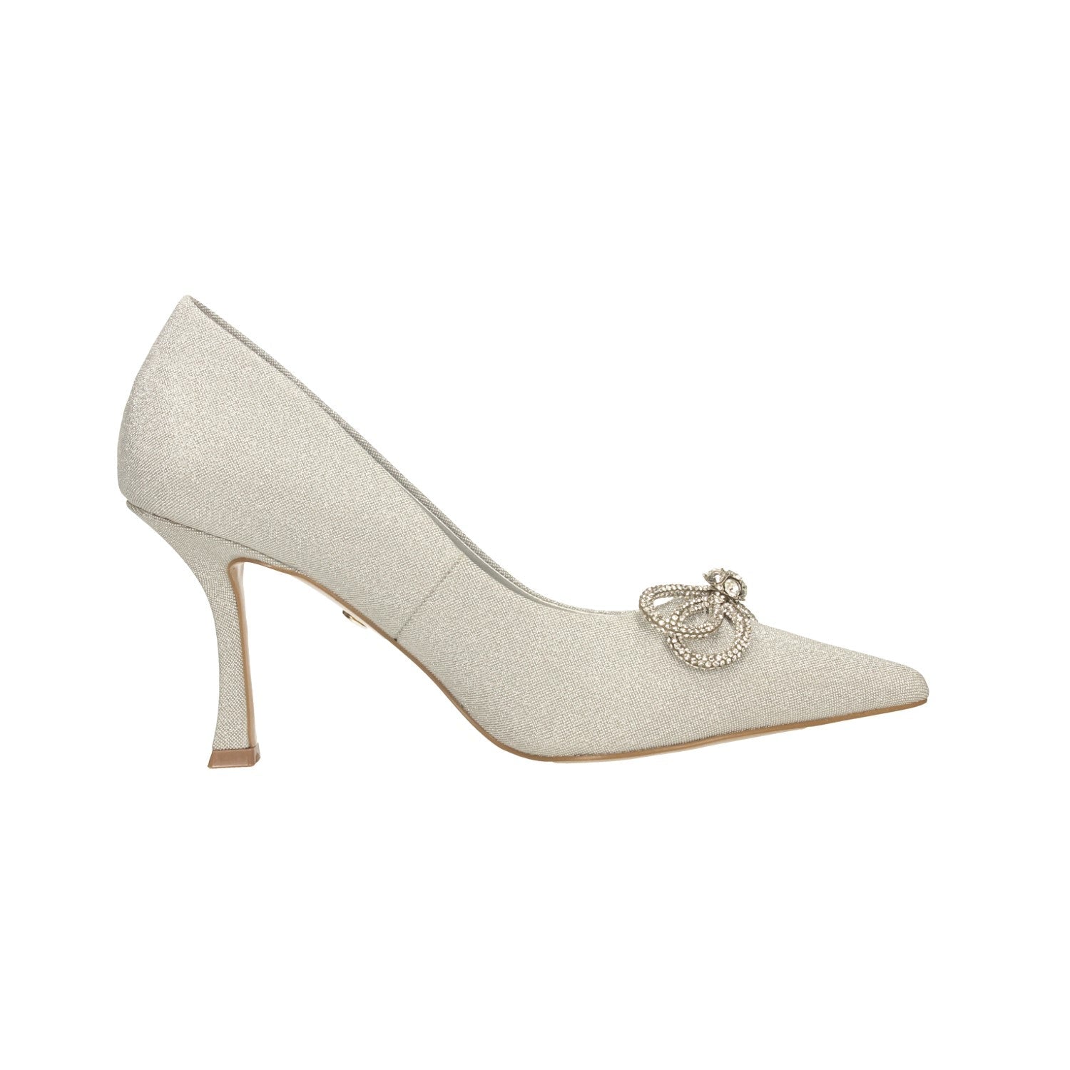 Décolleté satin con strass. Tacco alto 9cm