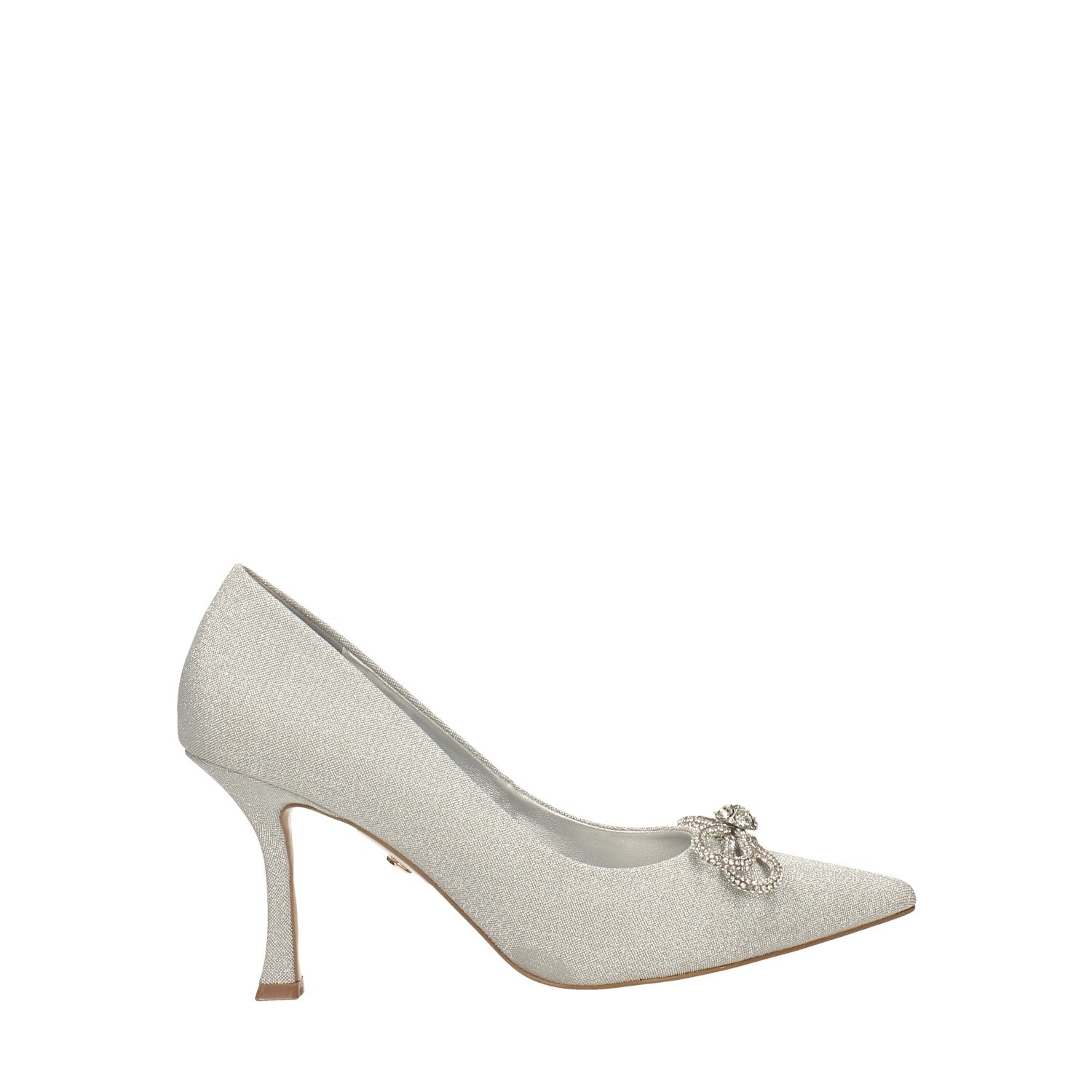 Décolleté satin con strass. Tacco alto 9cm
