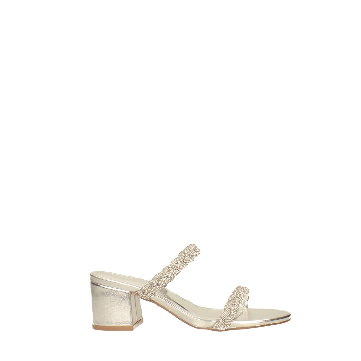 Sandali con due fasce e strass. Tacco alto 6.5cm