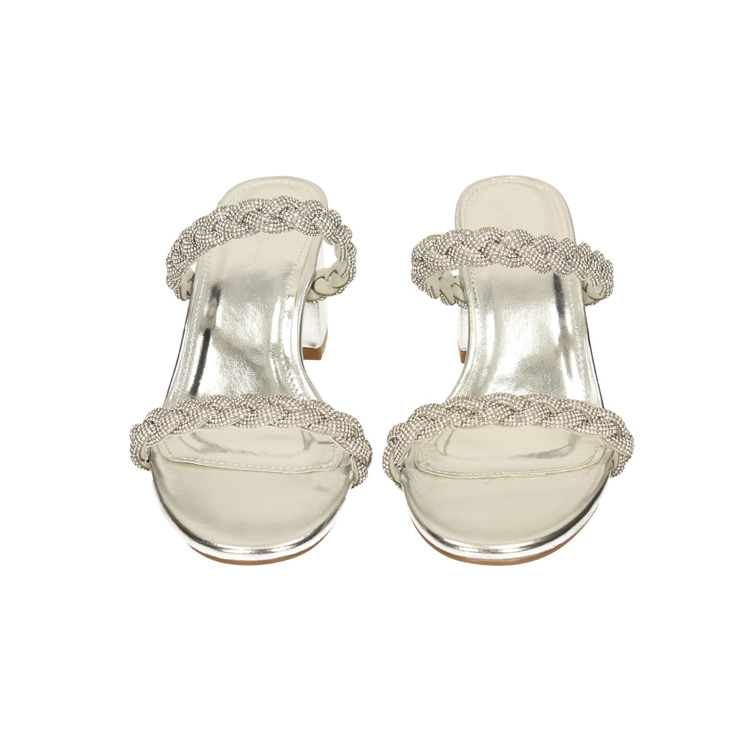 Sandali con due fasce e strass. Tacco alto 6.5cm