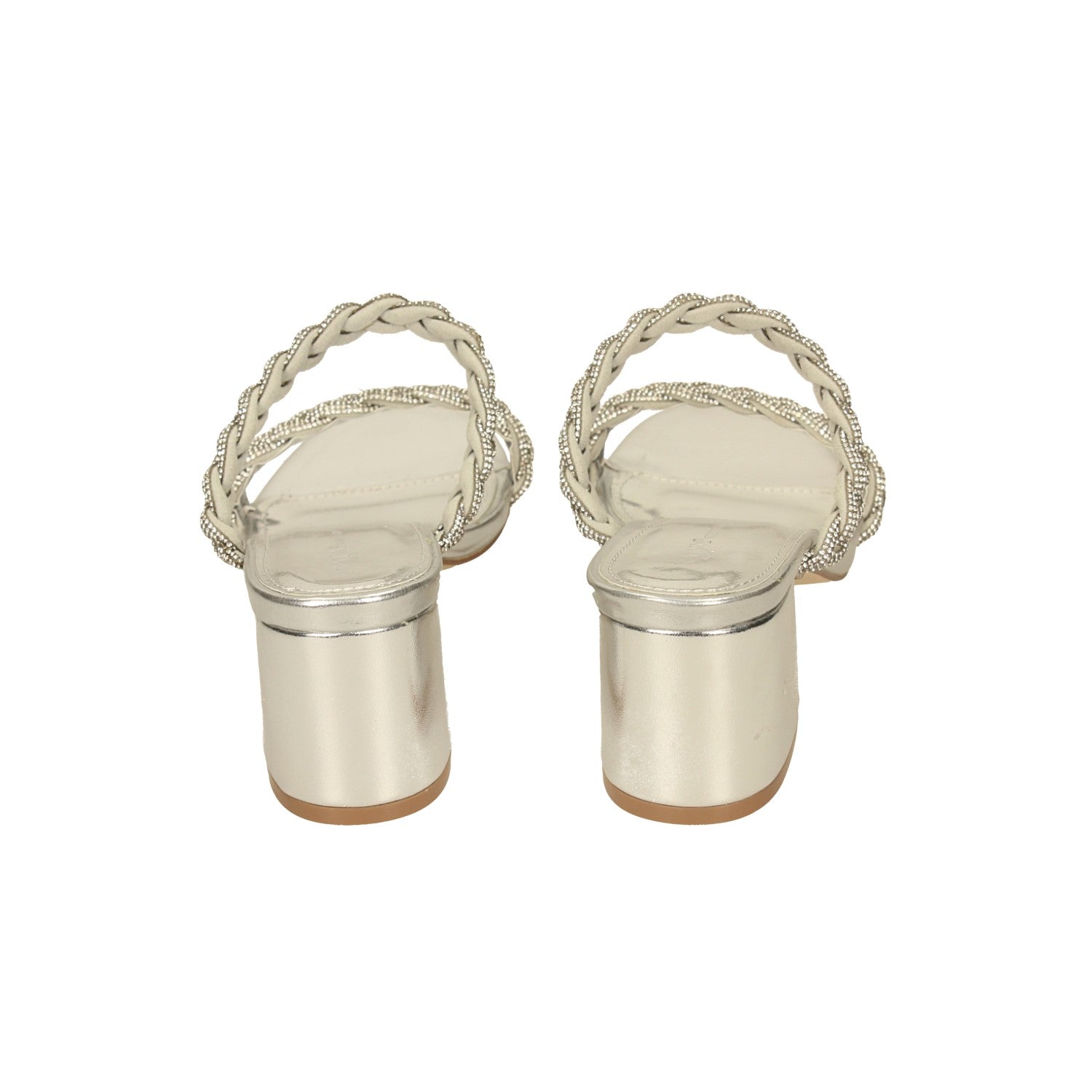 Sandali con due fasce e strass. Tacco alto 6.5cm