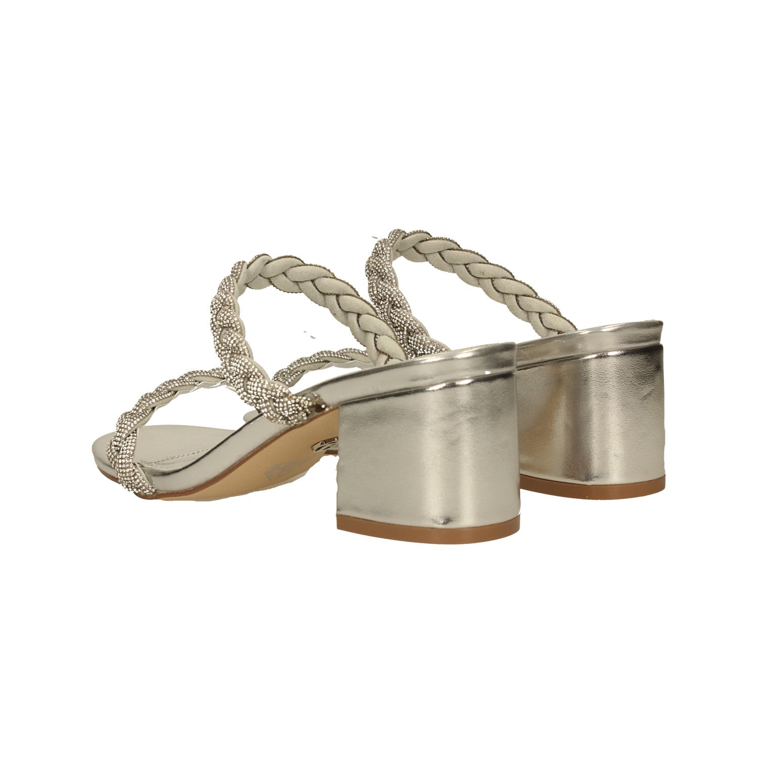 Sandali con due fasce e strass. Tacco alto 6.5cm