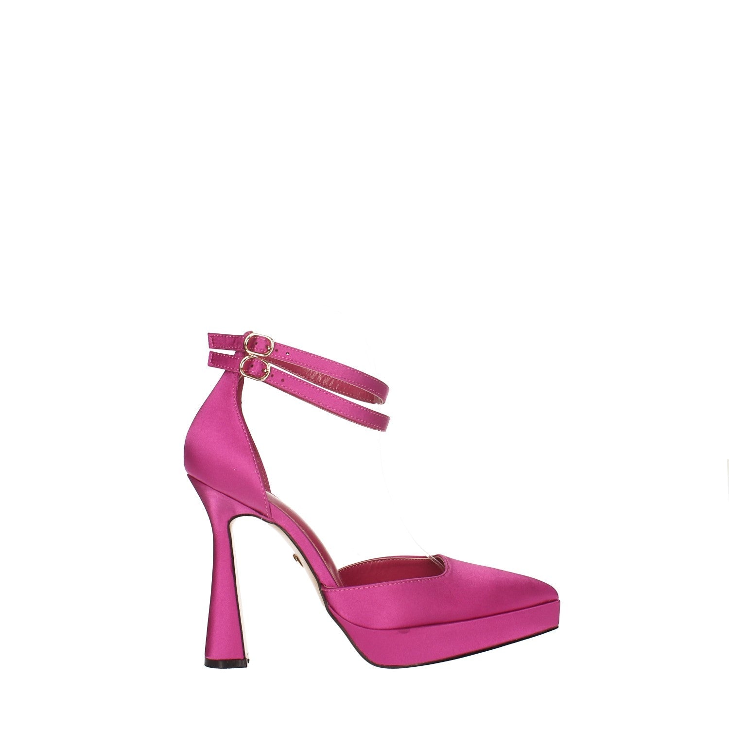 Décolleté fucsia con doppio cinturino. Tacco alto 12cm