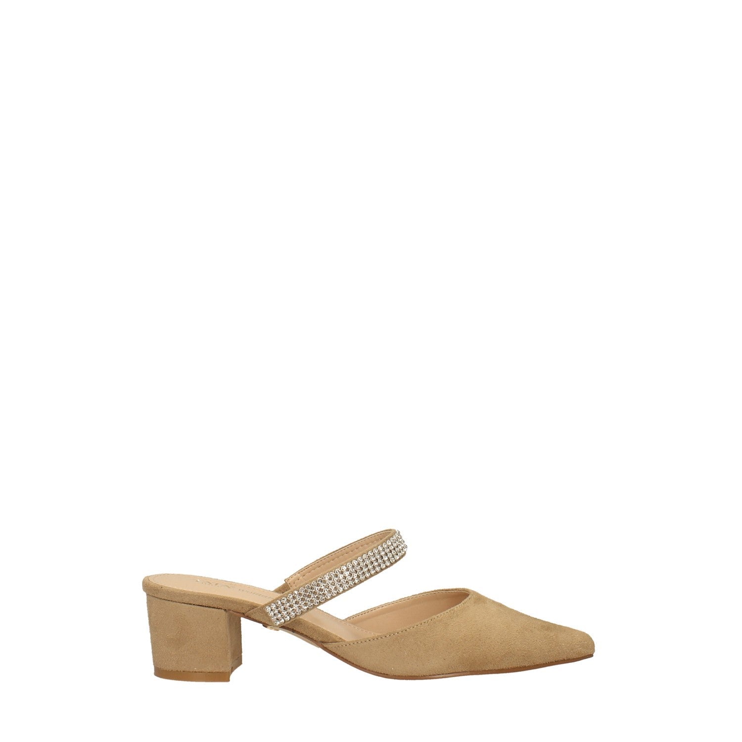 Sabot con cinturino in microstrass. Tacco alto 5cm