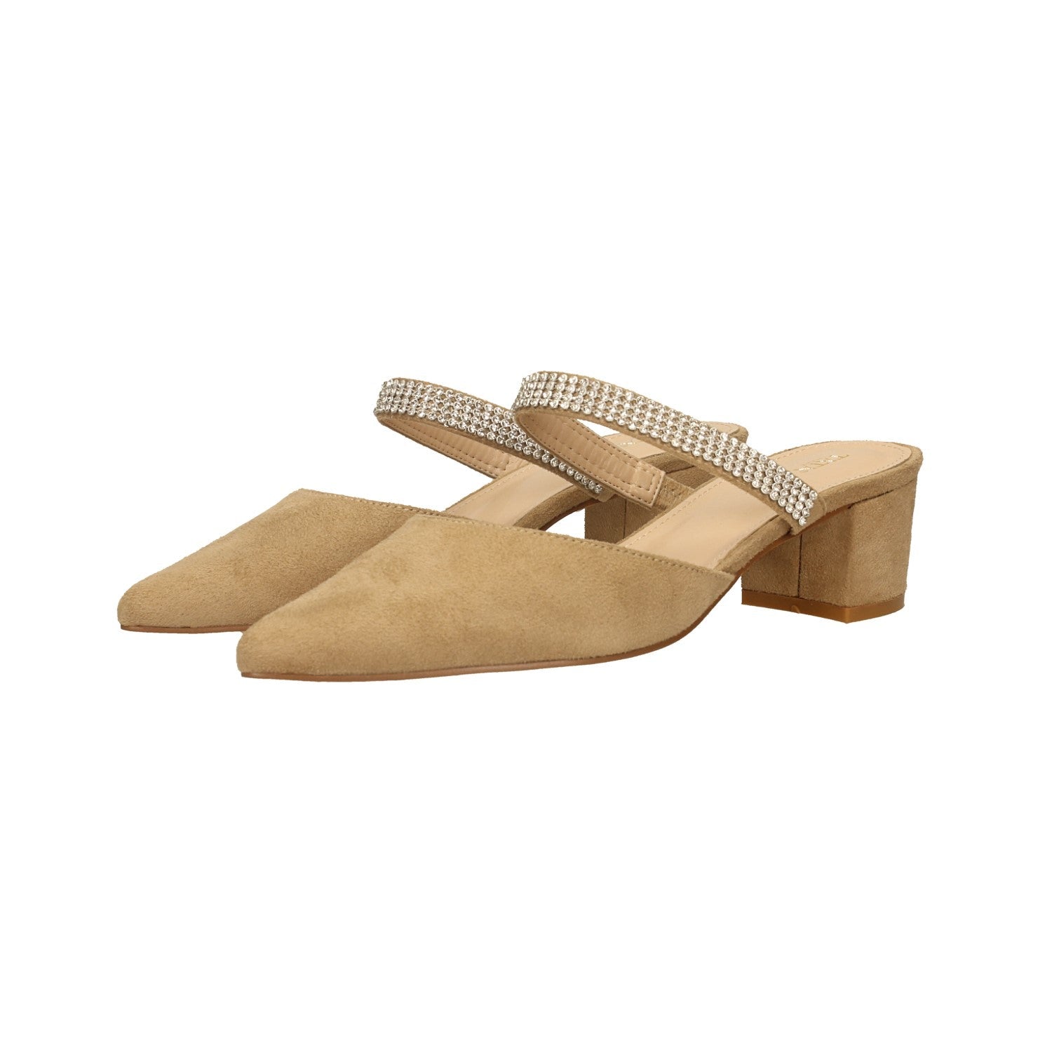 Sabot con cinturino in microstrass. Tacco alto 5cm