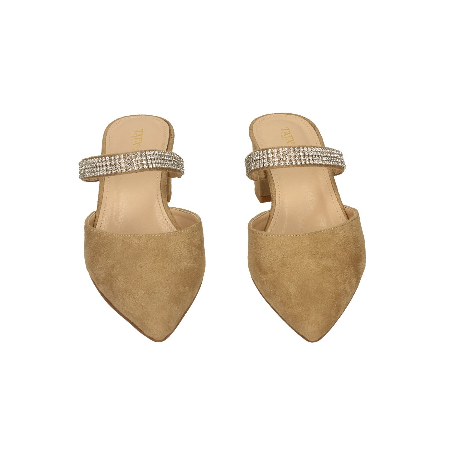 Sabot con cinturino in microstrass. Tacco alto 5cm