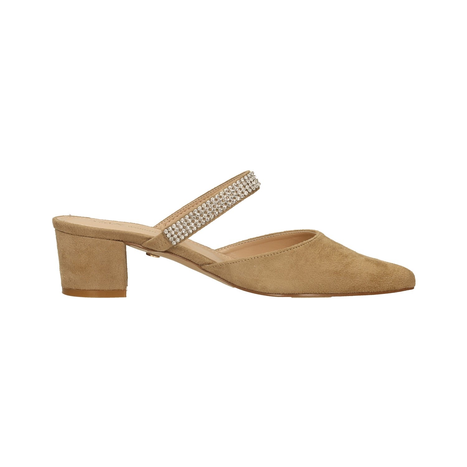 Sabot con cinturino in microstrass. Tacco alto 5cm
