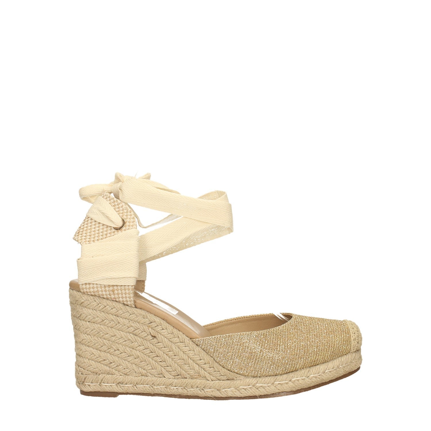 Sandali con zeppa in tela. Tacco alto 9cm