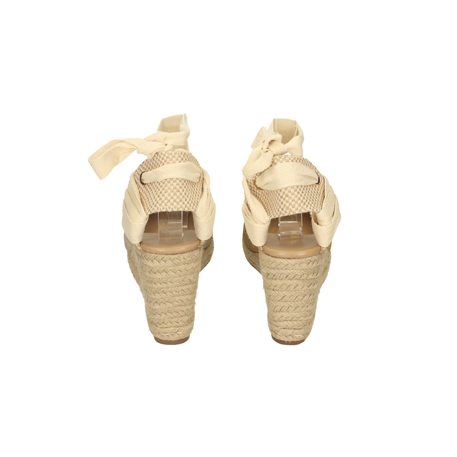 Sandali con zeppa in tela. Tacco alto 9cm