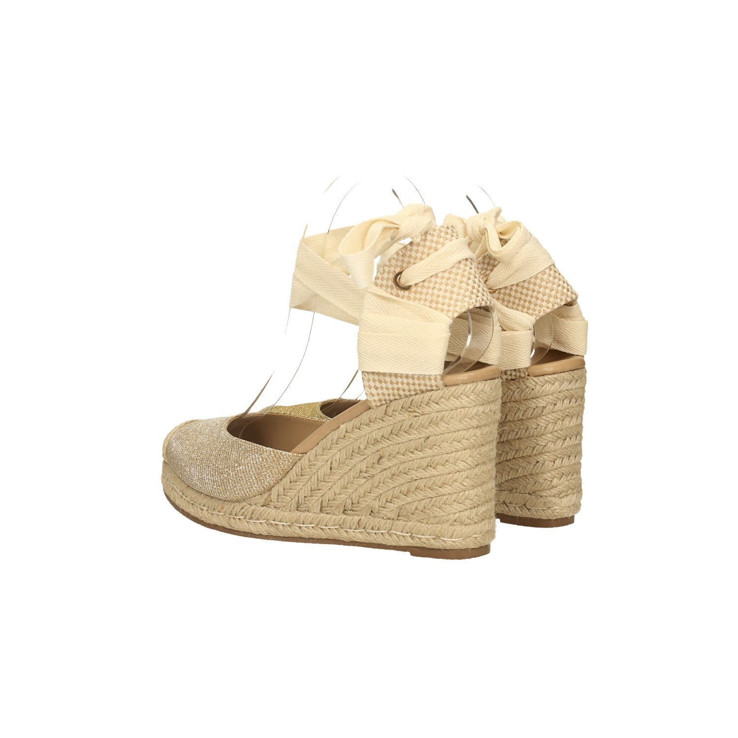 Sandali con zeppa in tela. Tacco alto 9cm