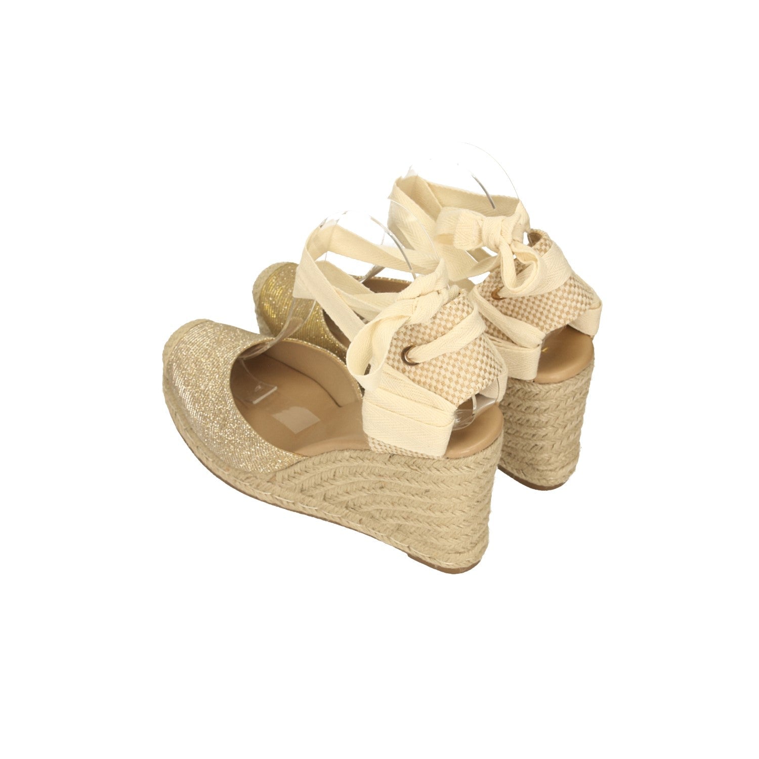 Sandali con zeppa in tela. Tacco alto 9cm