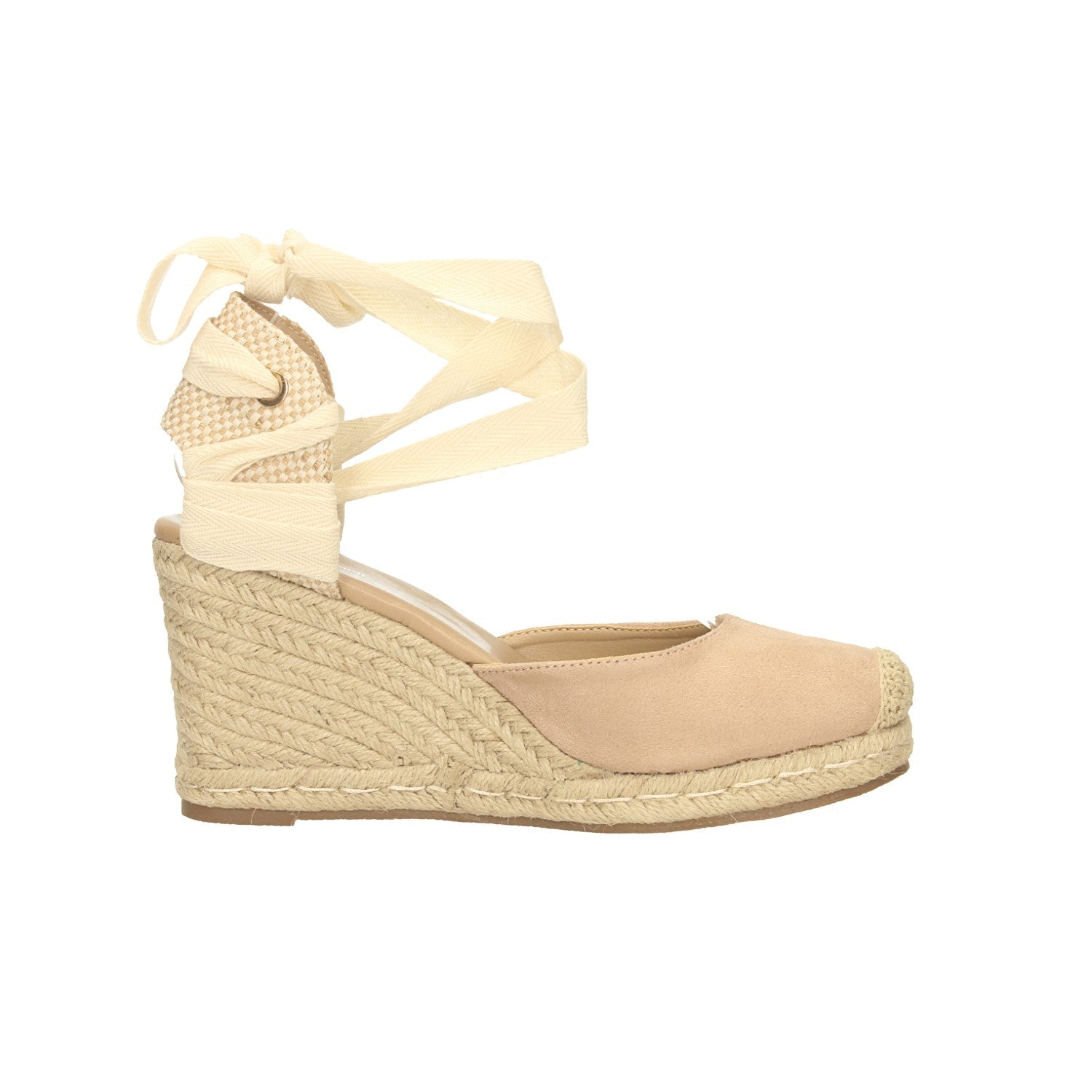 Sandali con zeppa in tela. Tacco alto 9cm