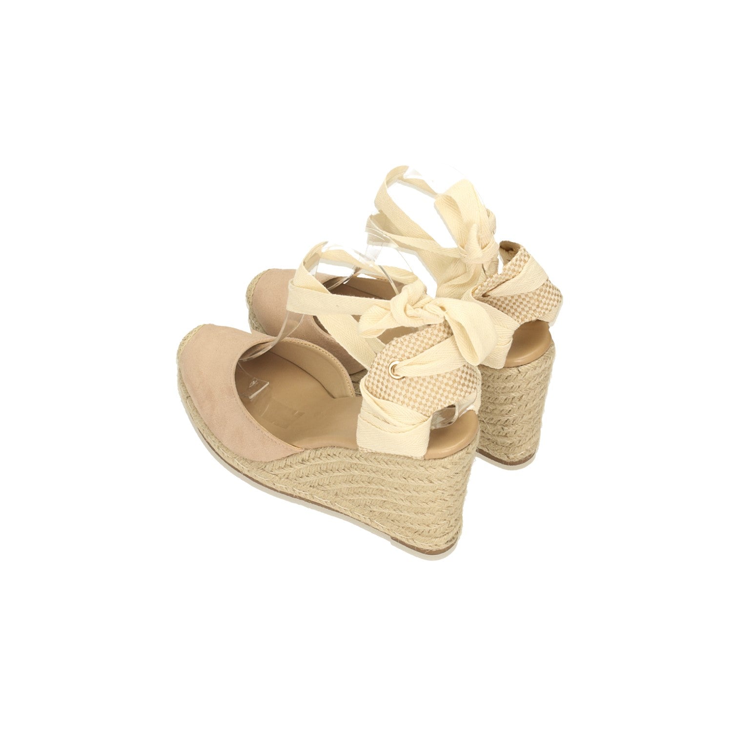 Sandali con zeppa in tela. Tacco alto 9cm