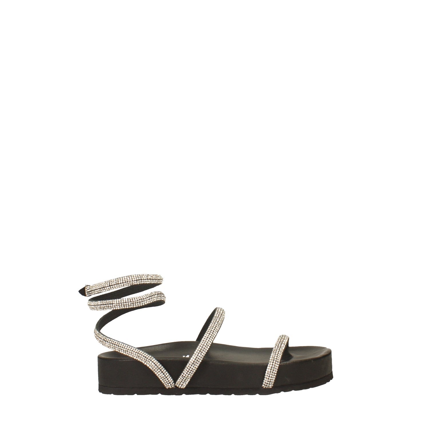 Sandali alla schiava con strass. in vera pelle. Tacco alto 3.5cm