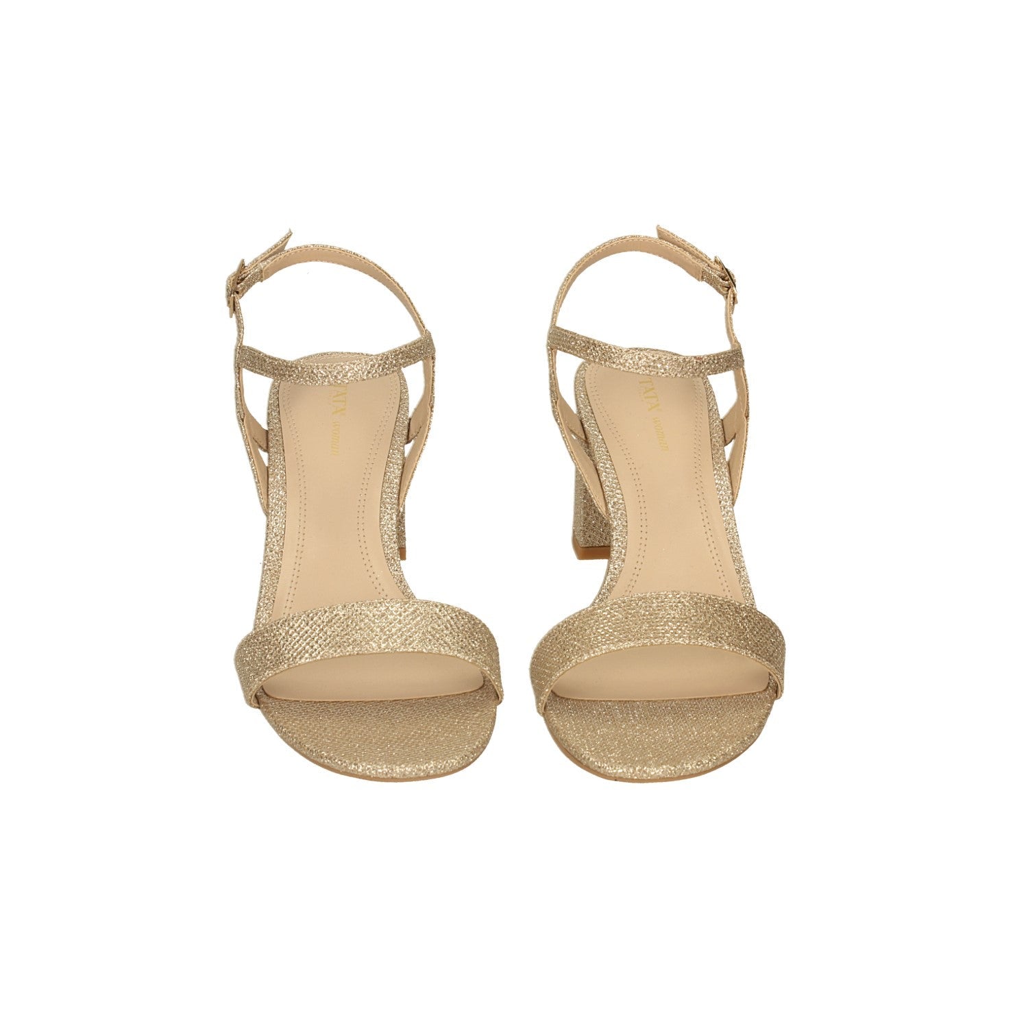 Sandali in tessuto glitterato. Tacco alto 7cm