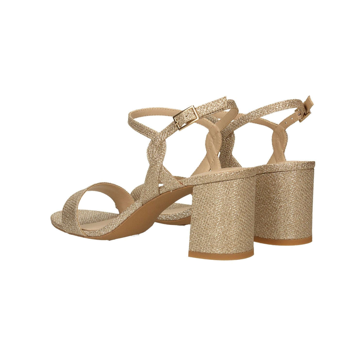 Sandali in tessuto glitterato. Tacco alto 7cm