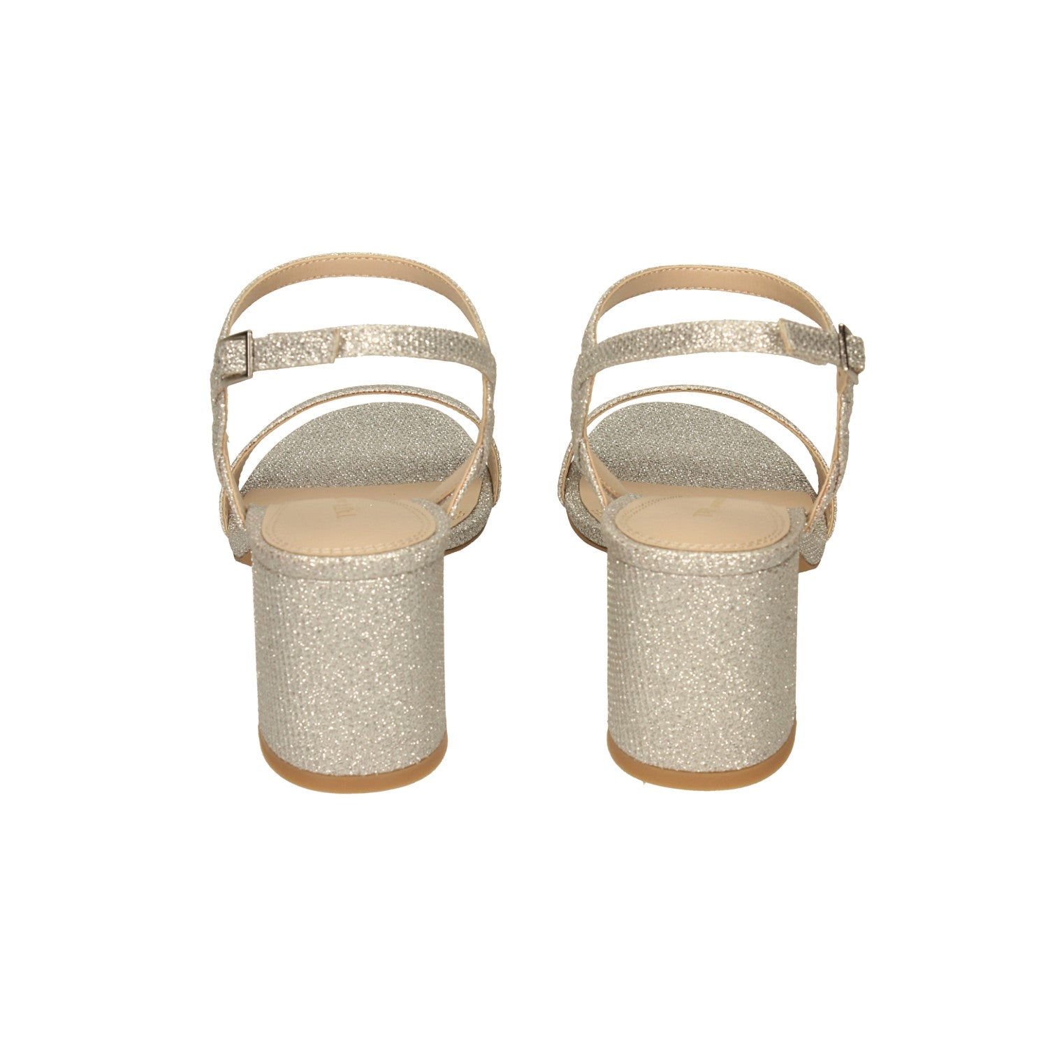 Sandali in tessuto glitterato. Tacco alto 7cm