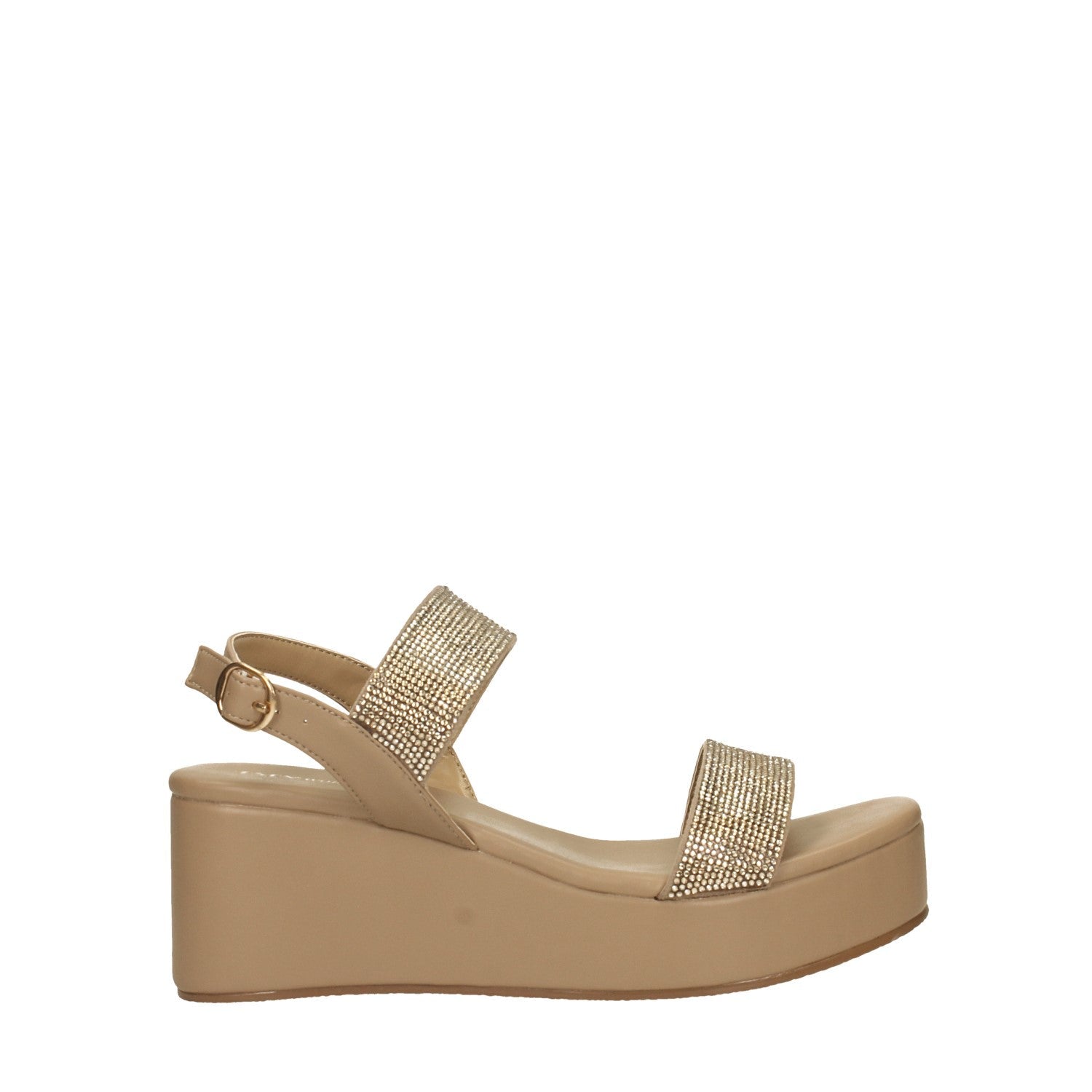 Sandali marroni con zeppa. Tacco alto 7cm