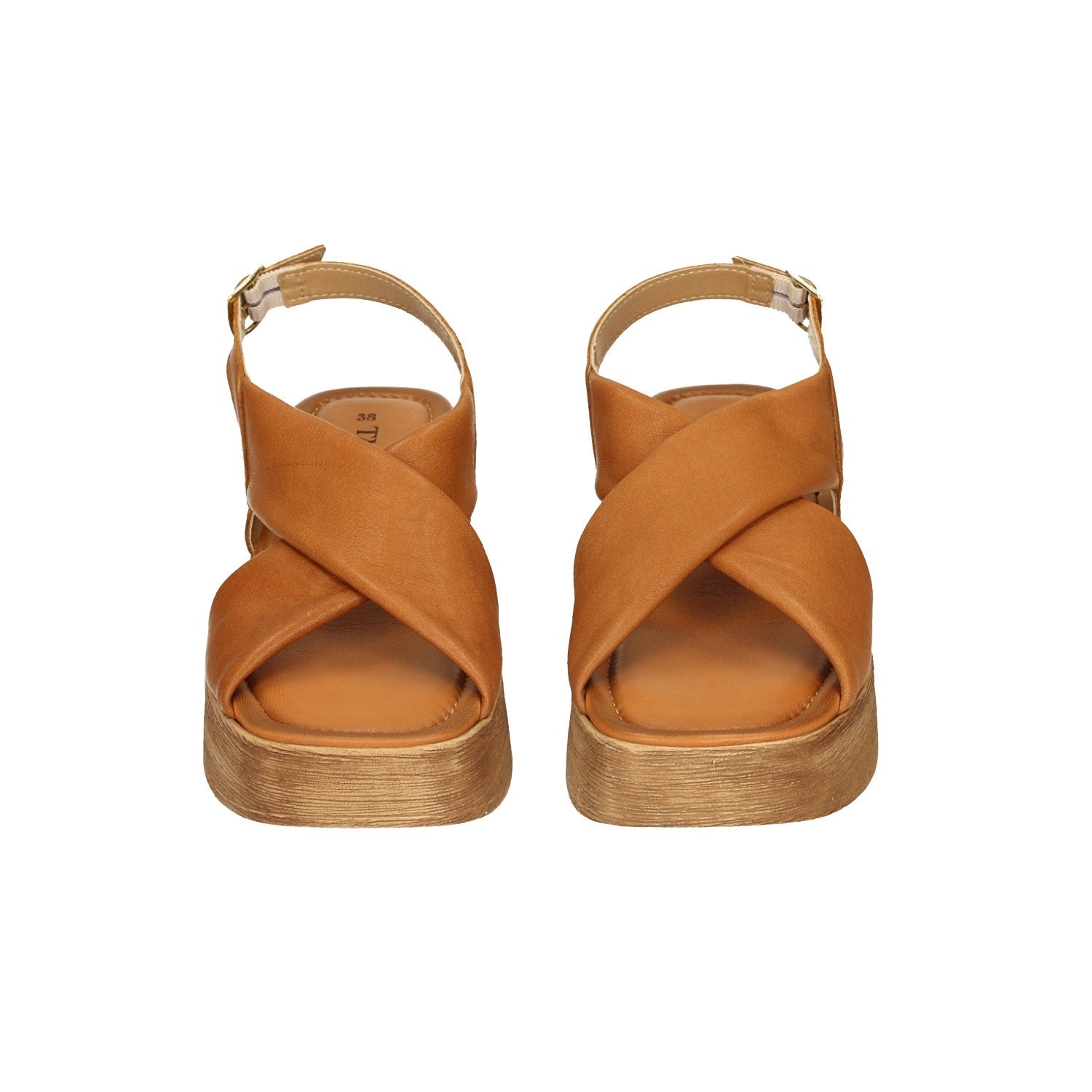 Sandali con zeppa in vera pelle. Made in Italy. Tacco alto 6cm