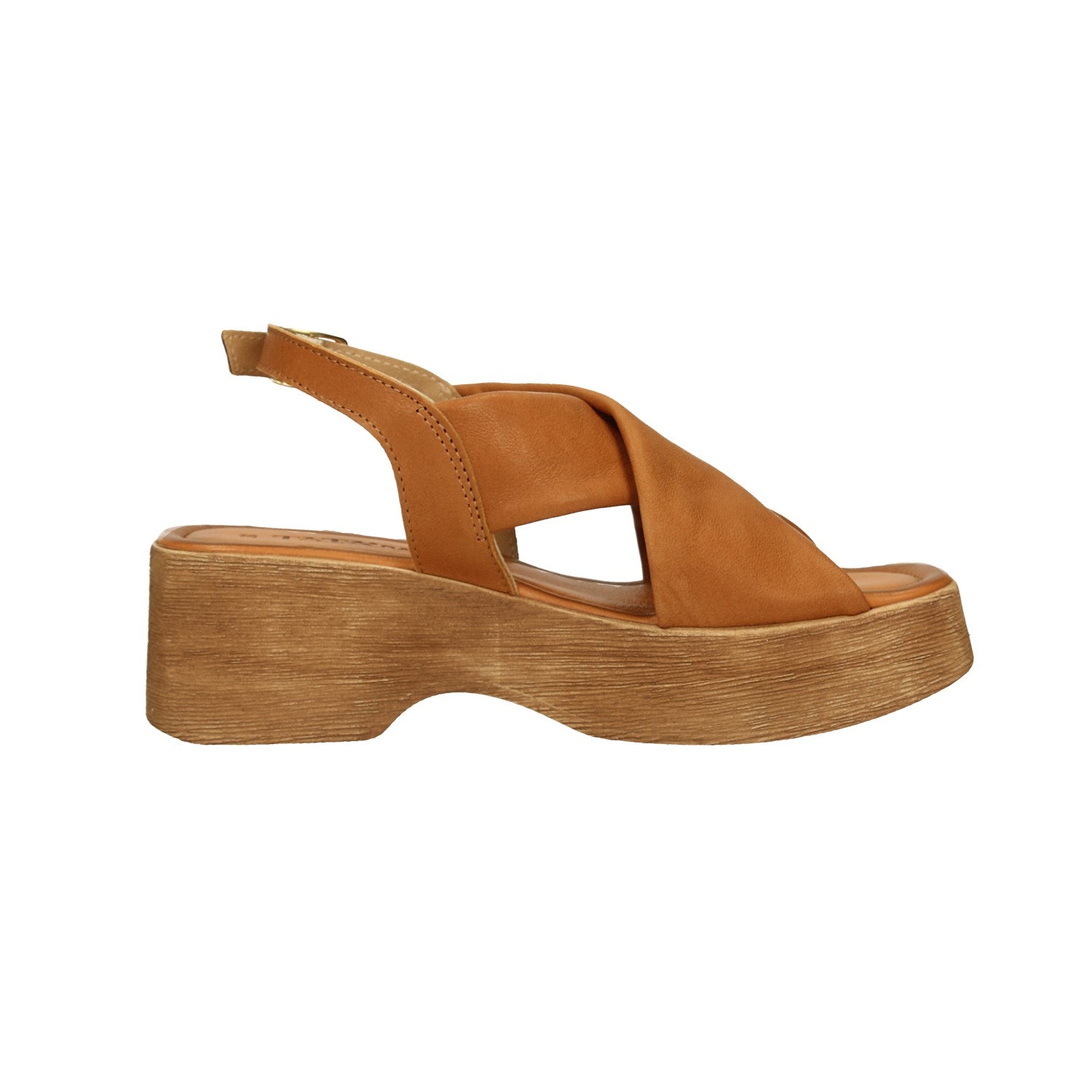 Sandali con zeppa in vera pelle. Made in Italy. Tacco alto 6cm