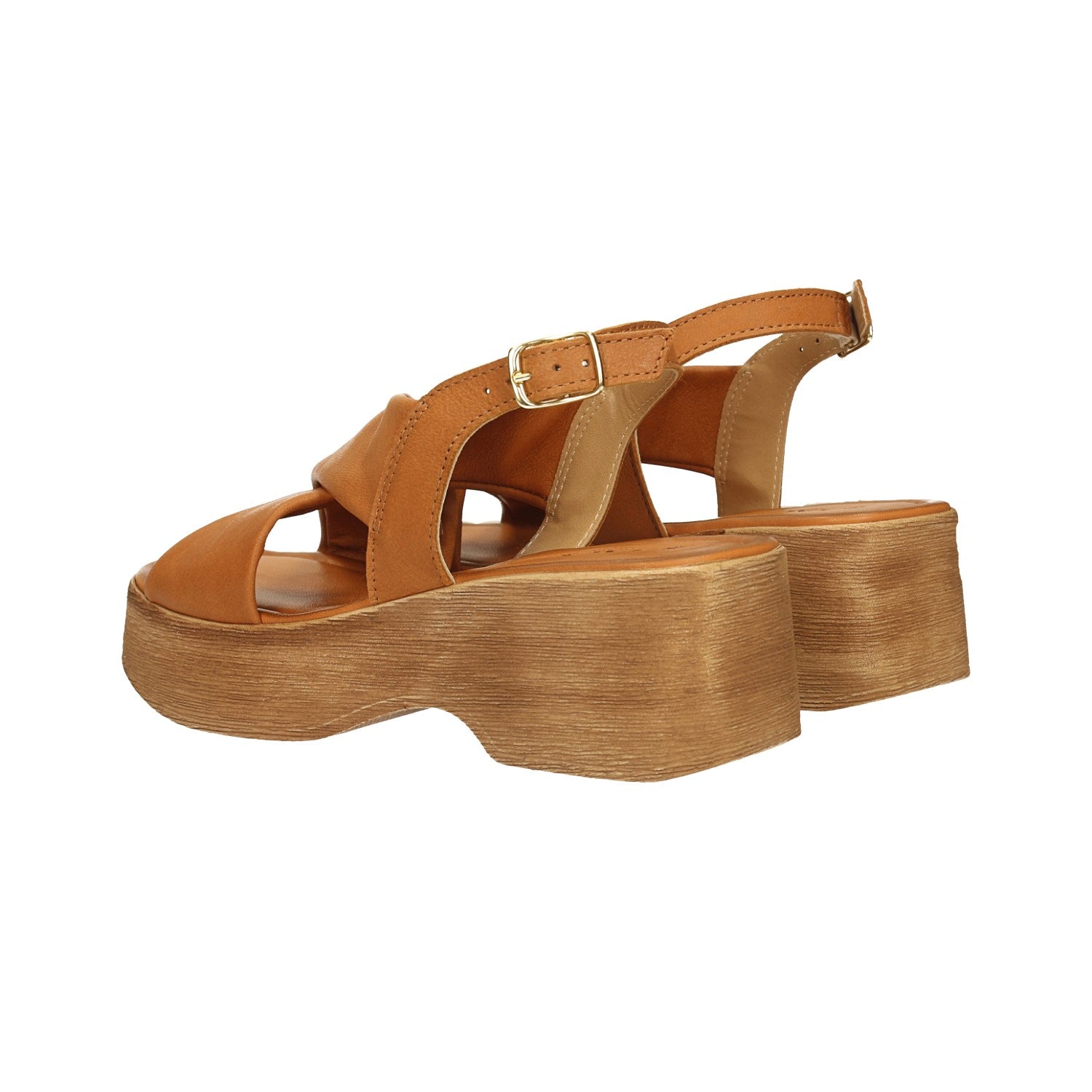 Sandali con zeppa in vera pelle. Made in Italy. Tacco alto 6cm