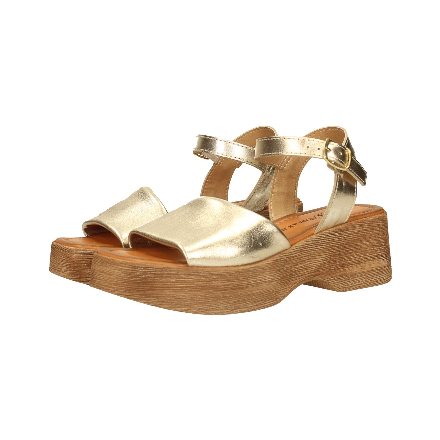 Sandali con zeppa in vera pelle. Made in Italy. Tacco alto 6cm